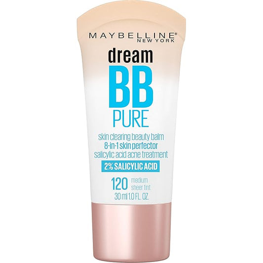 Maybelline Dream Pure Skin Clearing BB Cream, 8-in-1 Skin Perfecting Beauty Balm With 2% Salicylic Acid, Sheer Tint Coverage, Oil-Free, Medium, 1 Count-VivaGrace Women