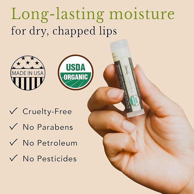 4 Pack Organic Vanilla Bean & Honey Lip Balm - Natural Lip Moisturizer Gifts for Men, Women & Kids-VivaGrace Women