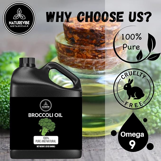 Naturevibe Botanicals Broccoli Oil 32 Ounces | 100% Pure and Natural | Great for Skin Care and Hair Care-VivaGrace Women
