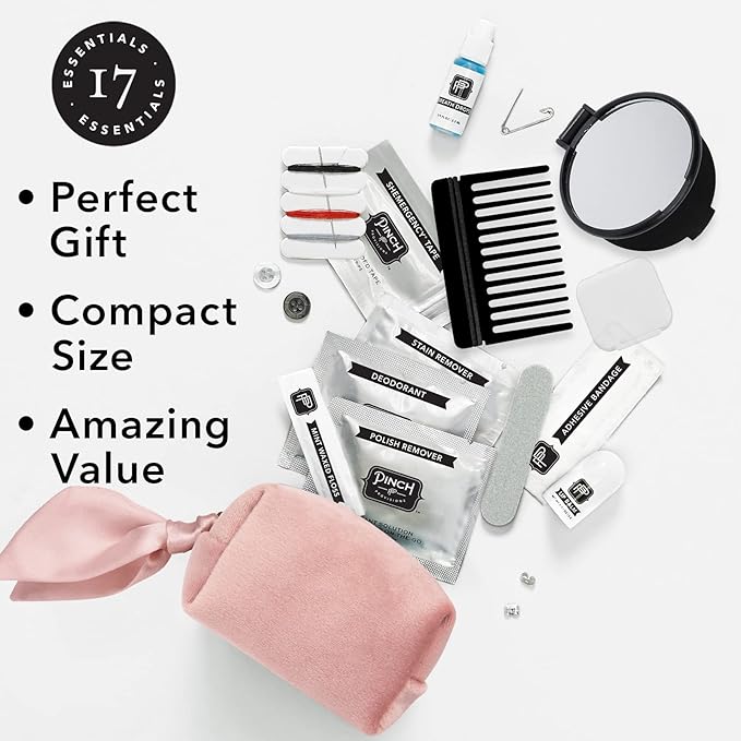 Pinch Provisions Velvet Minimergency Kit, for Her, Includes 17 Must-Have Emergency Essential Items, Compact, Multi-Functional Pouch, Gift for Parties and Birthdays-VivaGrace Women
