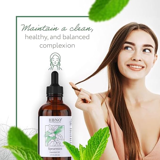 HBNO Spearmint Essential Oil - Huge 4 oz (120ml) Value Size - Natural Spearmint Oil - Perfect for Cleaning, Aromatherapy, DIY, Soap & Diffuser -VivaGrace Women