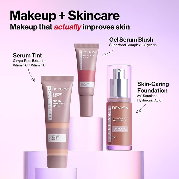 Revlon Illuminance Tinted Serum, Triple Hyaluronic Acid, Evens Out Skin Tone Over Time and Hydrates All Day, SPF 15, 505 Rich Sand, 0.94 fl oz.-VivaGrace Women