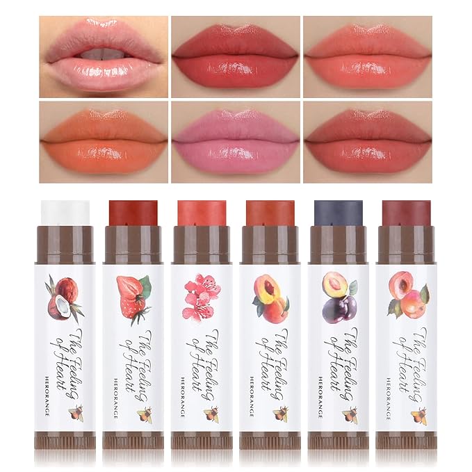 Tinted Lip Balm, Tinted Chapstick 2 in 1 Moisturizing Lip Balm and Buildable Lipstick, Instant Hydration Chapped Lips and Pale Lips, Keep Lips Hydrated Lip Moisturizer, 0.16Oz, Pack of 6-VivaGrace Women