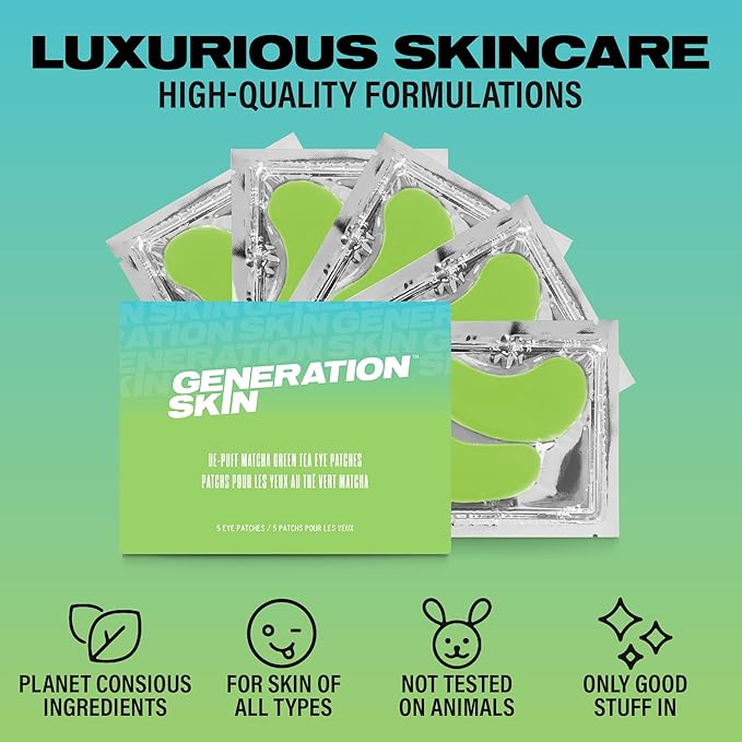 Eye Mask, Eye Masks for Dark Circles and Puffiness, Under Eye Mask with Hyaluronic Acid and Matcha Green Tea, Vegan and Cruelty-Free Under Eye Patches, Green Tea Eye Masks, 5-Pack-VivaGrace Women