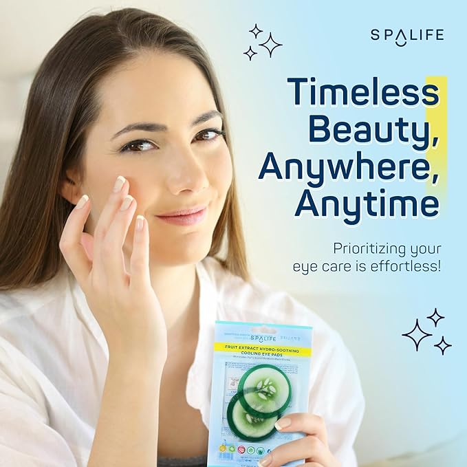 SpaLife Cooling Eye Pads - Korean Soothing Eye Pads for Dark Circles, Puffy Eyes, and Wrinkles - 48 Pads with Fruit + Vegetable Extracts - Revitalizing Hydrating Eye Pads for Eye Treatment (Cucumber)-VivaGrace Women