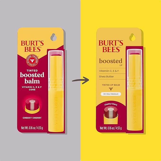 Burt’s Bees Back to School Gift Ideas, Tinted Boosted Balm, Cheeky Cherry, Hydrating Tinted Lip Balm with Vitamin C, E, and F Core, 24 Hour Lip Moisturizer, 100% Natural Origin, 1 Count, 0.16oz-VivaGrace Women