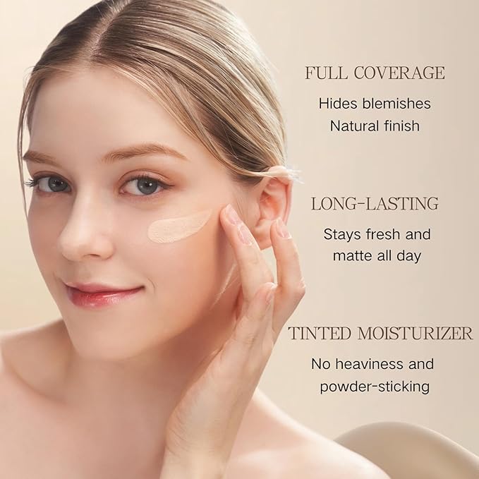 Be auty Balm Skin Tint Stick - Tinted Moisturizer for Face - Multi-Use Foundation Stick Full Coverage - Tinted Solid Serum Foundation Balm for Contour Concealer, Natural Finish-VivaGrace Women