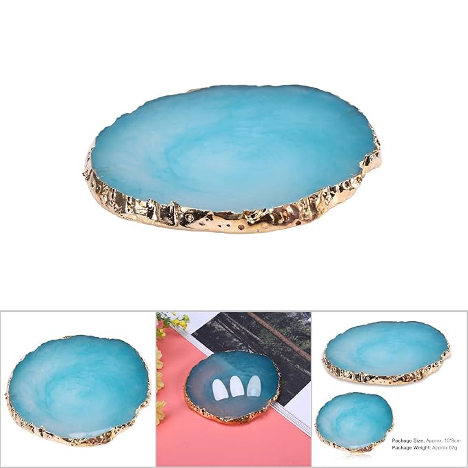 Nail Art Palette, Natural Resin Stone Nail Art Palette for Painting Placing Things Making Nail(Blue)-VivaGrace Women