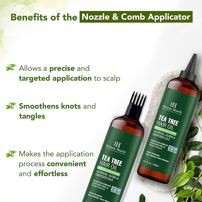 Botanic Hearth Tea Tree Oil For Hair (6.7 Fl Oz) | With Jojoba & Grapeseed Oils | Soothes Itchy Scalp & Fights Dandruff | Non Gmo Verified-VivaGrace Women