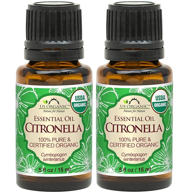 US Organic Citronella Essential Oil, USDA Certified, 100% Pure, 15 ml Pack of 2, Improved caps and droppers – Used for Skin Care, Many DIY Projects Like Candle Making and Much More-VivaGrace Women