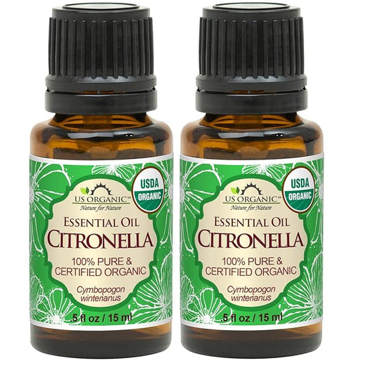 US Organic Citronella Essential Oil, USDA Certified, 100% Pure, 15 ml Pack of 2, Improved caps and droppers – Used for Skin Care, Many DIY Projects Like Candle Making and Much More-VivaGrace Women