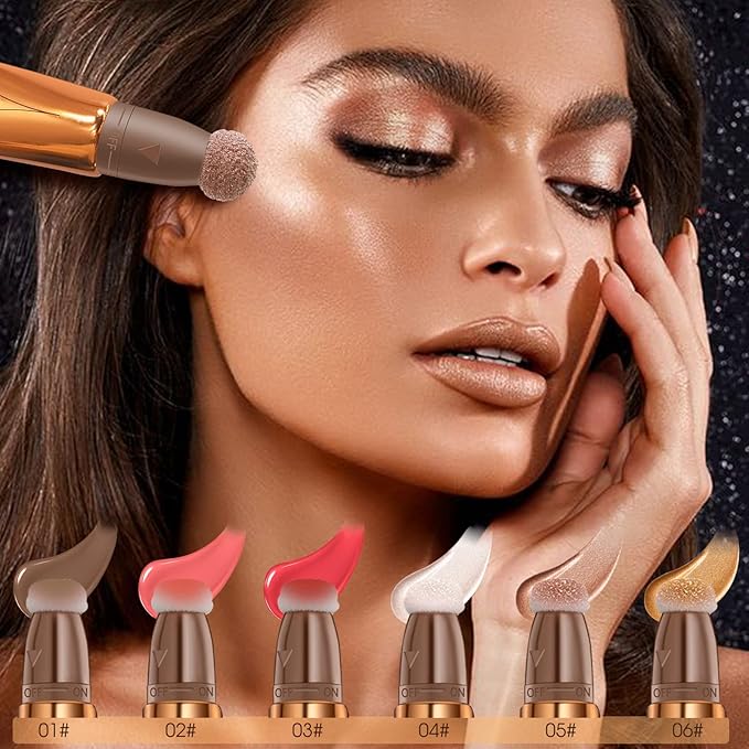 Liquid Highlighter Beauty Wand, Cream Liquid Highlighter Stick with Cushion Applicator, Lightweight Blendable, Long Lasting Silky Cream Highlighter Stick Contour Wand, Natural Face Shimmer Finish | 4# Highlight Pearl White-VivaGrace Women