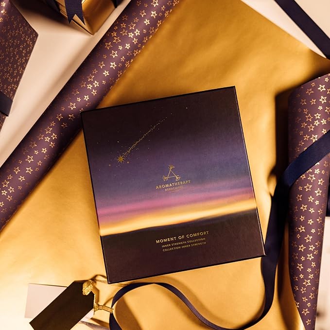 Aromatherapy Associates Moment of Comfort. Luxurious Holiday Gift Set Includes Inner Strength Bath and Shower Oil, Roller Ball, Body Oil, and Body Treatment (1 count)-VivaGrace Women