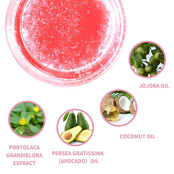 Lip Scrub, Lip Scrubs Exfoliator & Moisturizer,Lip Scrub for Dark Lips,Natural Sugar Lip Scrub with Lip Brush,Repair Cracked Lips,Chapped Lips (Peach)-VivaGrace Women