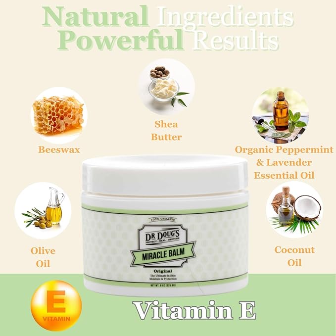 Dr. Doug's Original Miracle Balm – Hydrating, All-Natural & Toxin-Free Skin Care | Organic, Handmade Balm for Dry, Itchy Skin | Cruelty-Free & Paraben-Free Formula-VivaGrace Women
