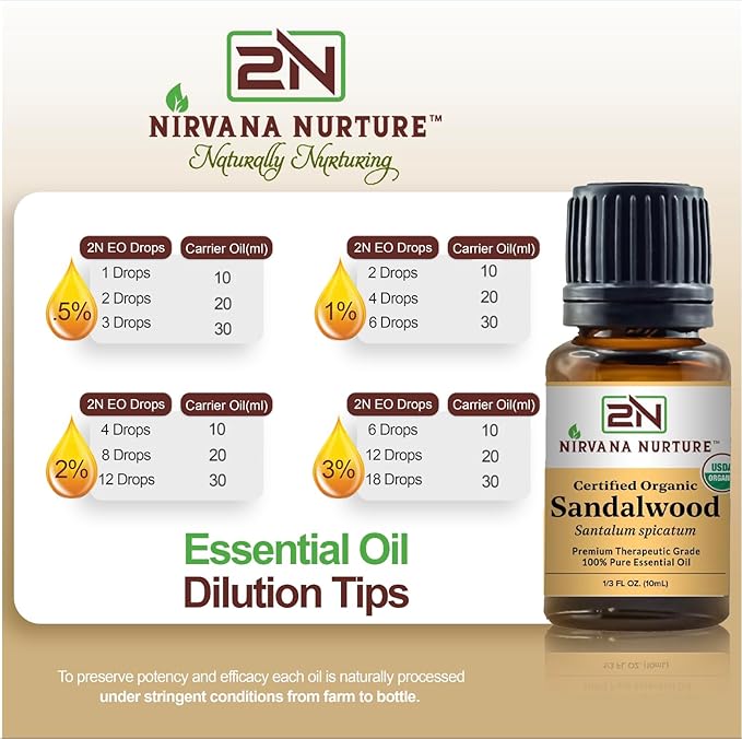 Sandalwood Essential Oil USDA Certified Organic 100% Pure Premium Therapeutic Grade, Undiluted - Aromatherapy Diffuser for Calm and Relaxation, Skin Care, Hair Care-VivaGrace Women