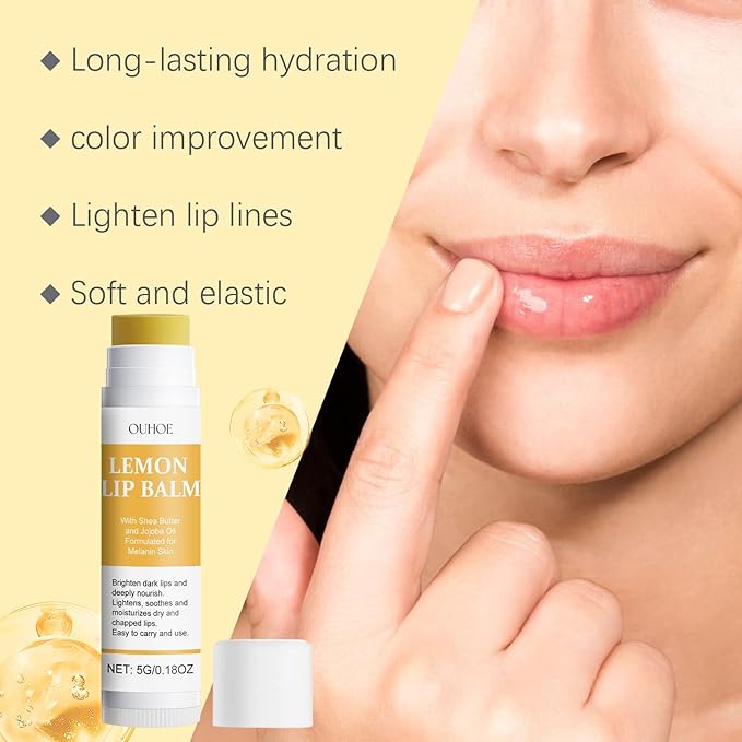 Lemon Lip Balm | All Natural Turmeric Lip Balms & Moisturizers | Hydrates Care Lip Balm, Brighten & Nourish Dark Lips Effortlessly-VivaGrace Women