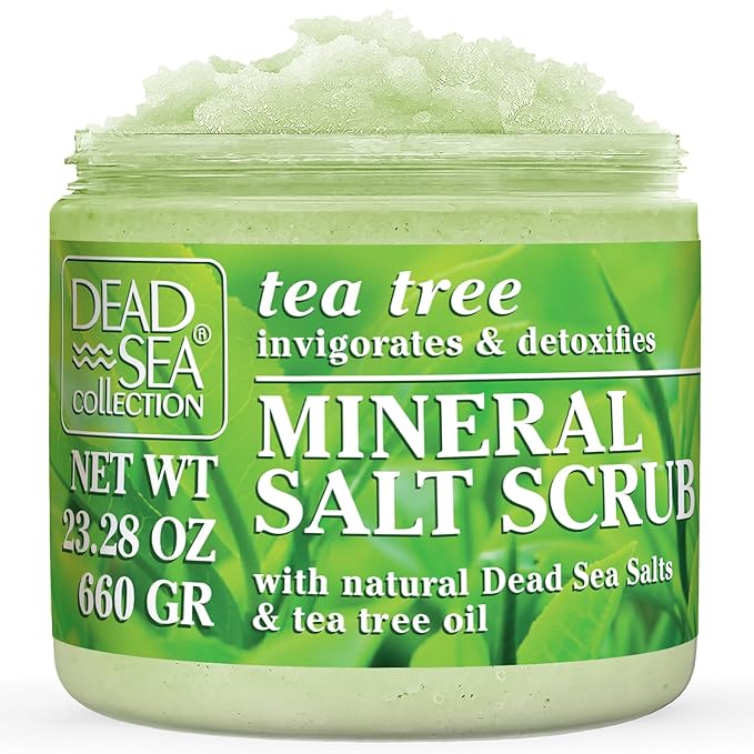 Dead Sea Collection Tea Tree Salt Scrub – Exfoliating Body Scrub for Women – Moisturizing and Nourishing Skin – with Pure Oils and Dead Sea Minerals (23.28 Oz)-VivaGrace Women