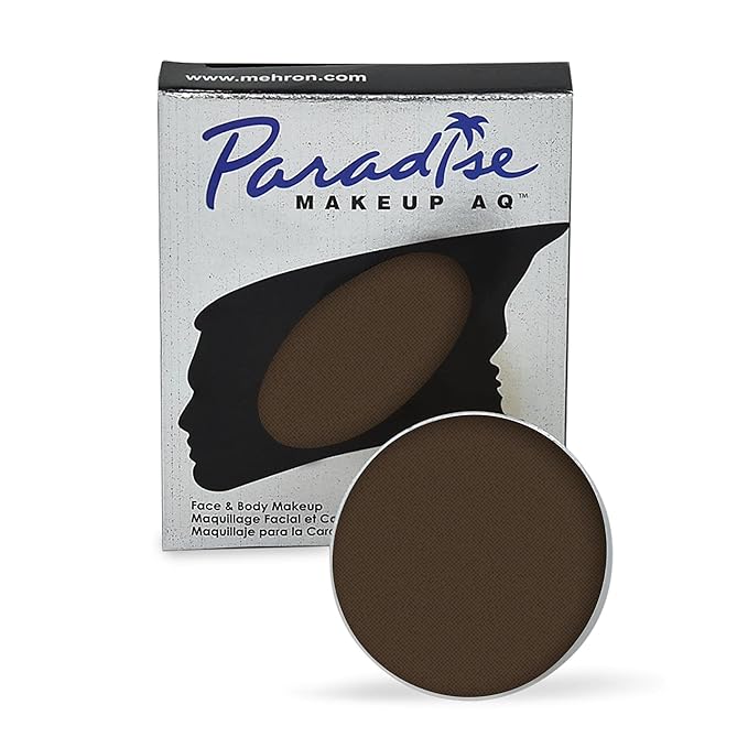Mehron Makeup Paradise Makeup AQ Refill Size | Stage & Screen, Face & Body Painting, Cosplay, and Halloween | Water Activated Face Paint, Body Paint, Cosplay Makeup .25 oz (7 ml) (DARK BROWN)-VivaGrace Women