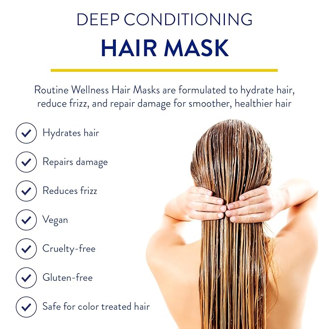 Routine Wellness Deep Conditioning Hair Mask for Dry Damaged Hair - Hydrating, Moisturizing Repair Treatment - Promotes Fullness - Unscented 8oz-VivaGrace Women