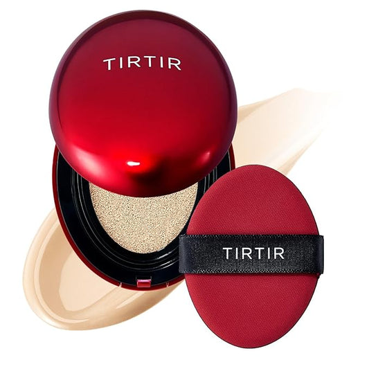 TIRTIR Mask Fit Red Cushion Foundation | Full coverage, Weightless, Skin fit, Satin Glow Finish, Korean Makeup BB Foundation, beauty, Tattoo cover up, Buildable (#17W French Vanilla, 0.63 Fl Oz)-VivaGrace Women