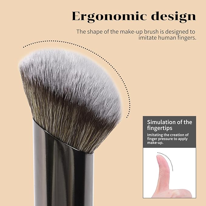 MAANGE 7pcs Makeup Brush Set Double Sided Kabuki Makeup Brushes Contour Brush for Foundation Liquid Powder Concealer Cream Cosmetics Bronzer Blending Blush Buffing Makeup Tools (Black)-VivaGrace Women