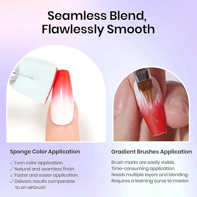 Beetles Gel Polish Soft Nail Sponges for Ombre, 88Pcs Large Size Nail Art Sponges With Grabbing Pen, Ombre Nail Brush to Creat Color Gradient Effect, Manicure Nail Art Tools for Nail Art Design-VivaGrace Women