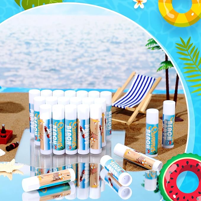 24 Pcs Sunscreen Lip Balms for Summer Beach Party SPF 30 Sunscreen Lip Balms Sticks Bulk Outdoor Travel Sunscreen Care Lip Balm for Thank You Gifts Summer Beach Wedding Party Supplies-VivaGrace Women