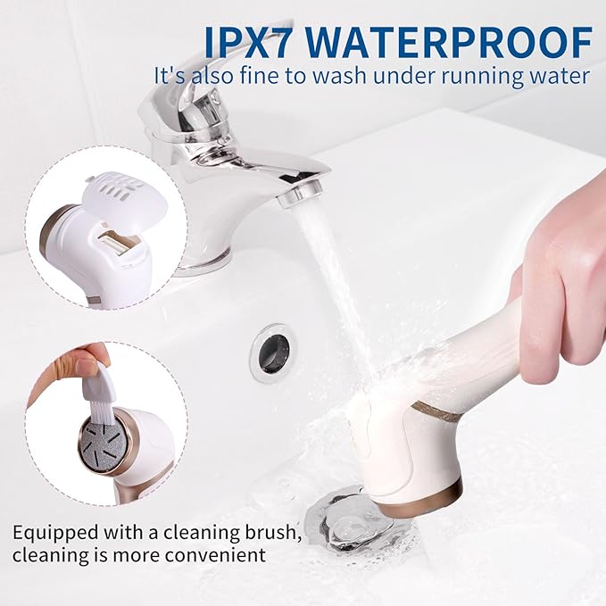 Electric Foot Callus Remover with Dander Vacuum, Rechargeable Waterproof Professional Portable Pedicure Tool, 3 Roller & 2 Speeds Electric Foot File Kit for Care of Dead Skin,Chapped,Callus,Cracks-VivaGrace Women