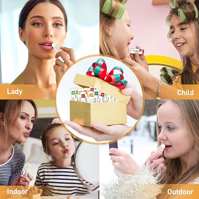 DMSKY 24 Pack Lip Balm, Natural Lip Balm Bulk with Vitamin E and Coconut Oil, Moisturizing Soothing Chapped Lips, Gifts for Women Stocking Stuffers Party Favors-VivaGrace Women