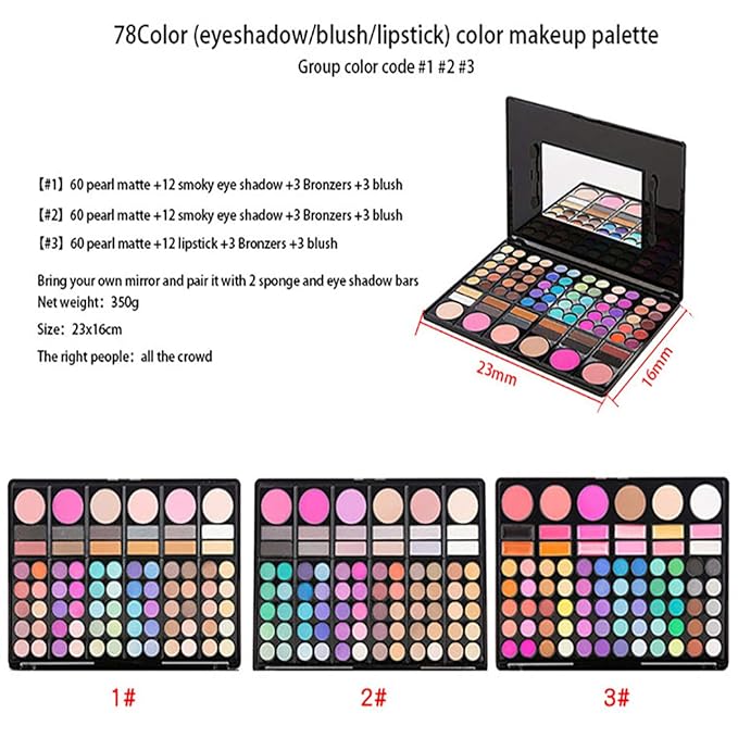 Pro Makeup Gift Set All In One Makeup Palette Cosmetic Contouring Kit 78 Colors Eyeshadow Palette with Blush, Face Powder and Lip Gloss #3 - Ideal Gift for Holiday