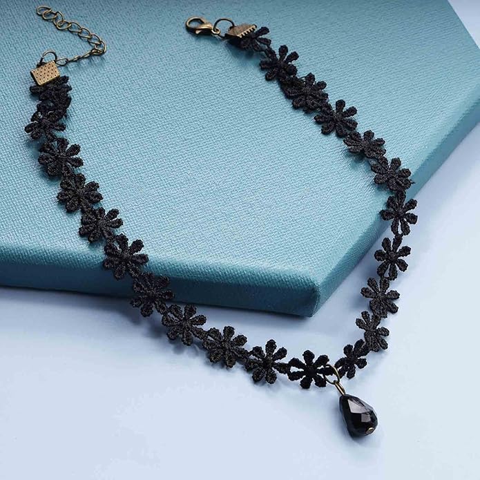 Black Choker Necklace Crystal Necklace Chain Short Collar Necklace Jewelry for Women and Girls-VivaGrace Women