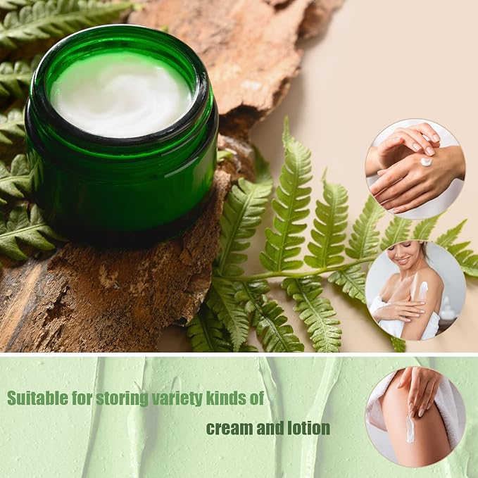 Lil Ray 1 oz Round Green Glass Jar with Inner Liners and Gold Lid (12pcs)-VivaGrace Women