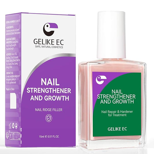 gelike ec Protein Nail Strengthener and Growth Polish: Nude Blush 15ml 6 in 1 Natural Nail Hardener Extra Strong and Growth - Nail Polish Hardener for Weak and Damaged Nails