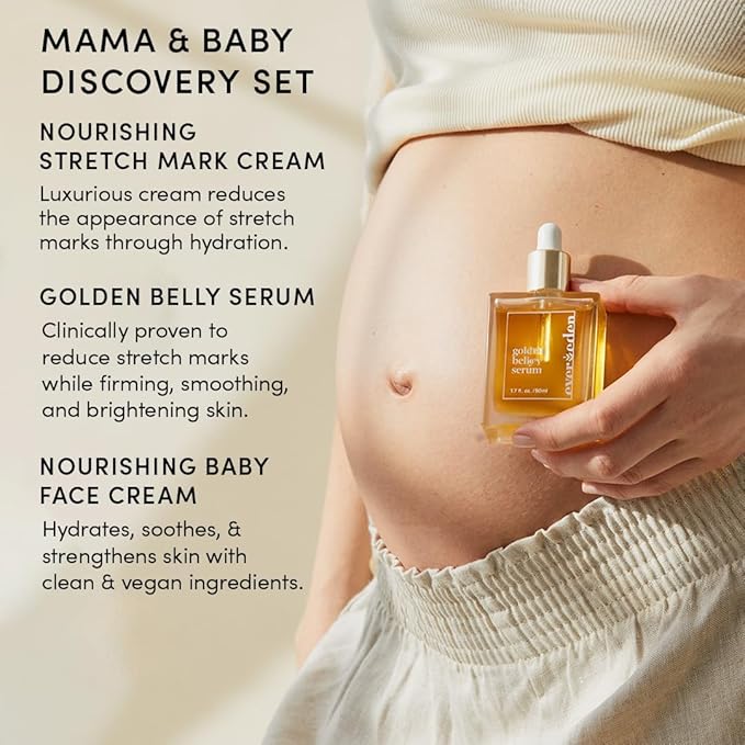 Evereden Mama & Baby Discovery Set - Dermatologist-Developed Clean & Vegan Maternity Skin Care Bundle - Stretch Mark Cream, Belly Serum, & Nourishing Baby Face Cream - Postpartum Gifts for New Mom-VivaGrace Women