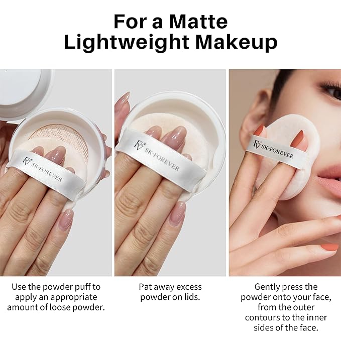 FV Baking Powder, Lightweight Loose Smooth Ivory Setting Powder Highlighter Poreless Longwearing Matte Waterproof Oil Absorb Makeup Powder for Setting with No Flashback 0.35oz(10g)-VivaGrace Women