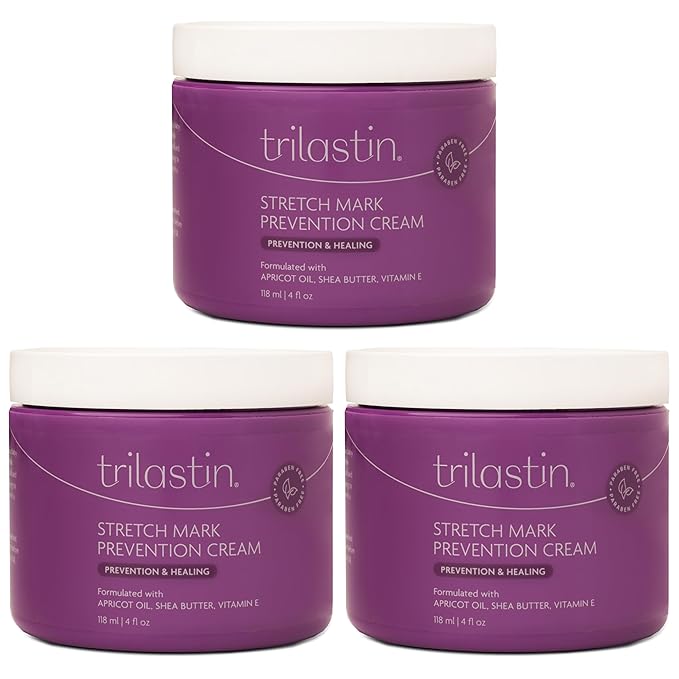 TriLASTIN Maternity Stretch Mark Cream for Pregnancy - 4 Oz (3-Pack) - Hypoallergenic & Paraben-Free Silicone Scar Cream & Shea Butter - Pregnancy Must Haves-VivaGrace Women