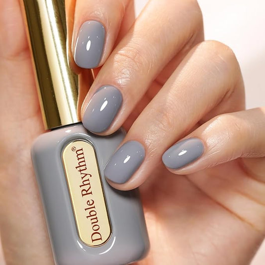 Double Rhythm 0.50 OZ Gel Polish Hema Free Same Color Same Bottle Golden Round Translucent Neutral Natural Milky 15 ML Jelly UV Polish Art DIY at Home (Gray-C1566)