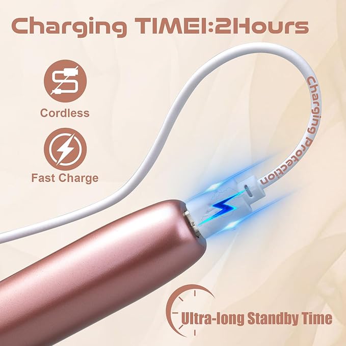 Electric Nail File ,Professional Nail Drill for Acrylic Gel Dip Powder Nails Portable Nail Machine Kit Manicure Pedicure Tools Polishing Set with Nail Drill Bits Sanding Bands (Rose Gold)-VivaGrace Women