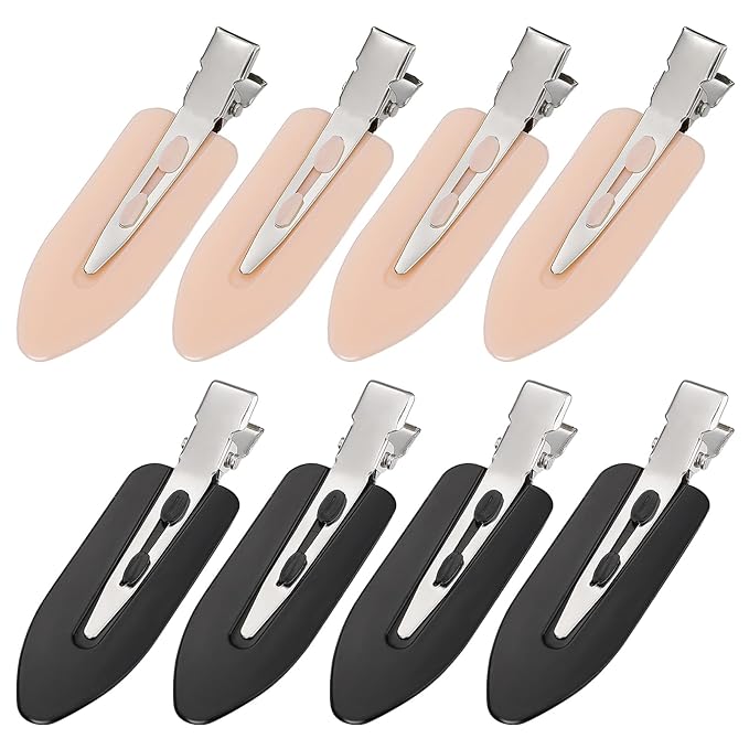 8Pcs No Bend No Crease Hair Clips- Styling Duck Bill Clips Alligator Hair Barrettes for Styling Sectioning, Small Gifts for Women Girls Salon Hairstyle Hairdressing Bangs Waves, Black & Pink-VivaGrace Women