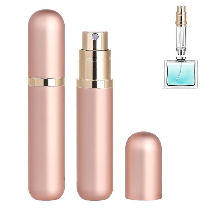 Travel Refillable Perfume Atomizer Bottle 2-Pack 5ml Leakproof Travel Perfume Refillable Bottle (Rose Gold & Rose Gold)-VivaGrace Women