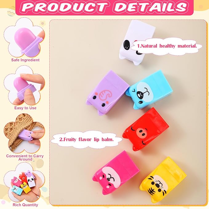 30 Sets Wild Animal Birthday Lip Balm Gifts Bulk Baby Shower Prizes Gift Girl Birthday Lip Balm Jungle Animal Party Favors for Preschool Toddler Boy Girl Classroom Prizes Classroom Prizes-VivaGrace Women