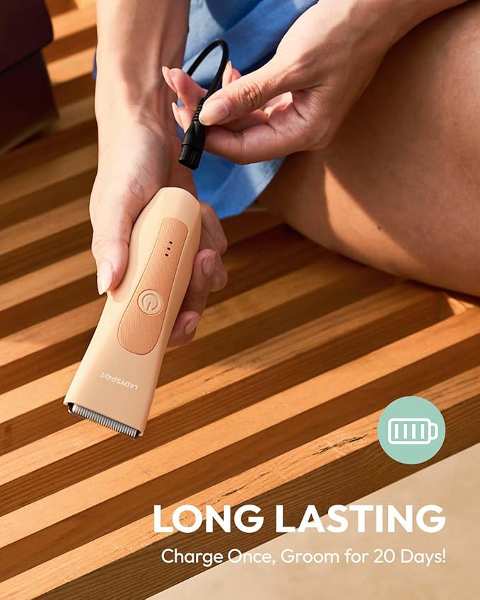 LADYSPOT™ Finishing Trimmers, Electric Shaver for Women, Hair Trimmer for Womens, Shaving & Grooming Sets Kit with 3 Guard and Replaceable Ceramic Blade Heads, Waterproof Wet/Dry(Orange)-VivaGrace Women