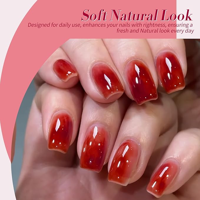 Born Pretty Jelly Burgundy Gel Nail Polish Ruby Red Glitter Cat Magnetic Eye Gel Nail Polish Fall Winter Blood Cherry Wine Red Gel Polish Glitter Soak Off Nail Art Salon Manicure Home Gift 7ml 6pcs-VivaGrace Women