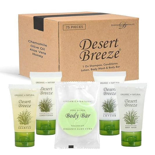 Desert Breeze | 1-Shoppe All-In-Kit | Hotel Size Amenities Set | Hotel/AirBnB/VRBO/Vacation Rental Soap Set | (75 pcs)-VivaGrace Women