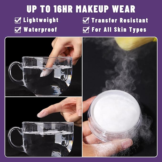 UCANBEMAKUP Long Lasting Makeup Setting Spray Kit- 6.76 Fl oz Hydrating Matte Finish Mist Lightweight Face Make up Fixer +Translucent Loose Setting Powder+2PC Sponge Puff Set-VivaGrace Women