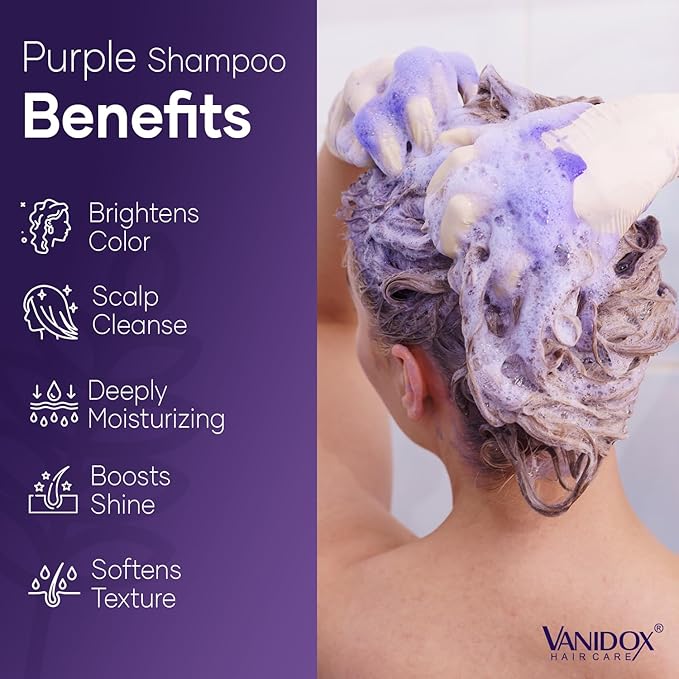 Brass Toning Purple Shampoo for Grey and Silver Hair, Infused with Purple Pigment, Sulfate Free Shampoo for Gray and Silver Hair (16 fl oz)-VivaGrace Women
