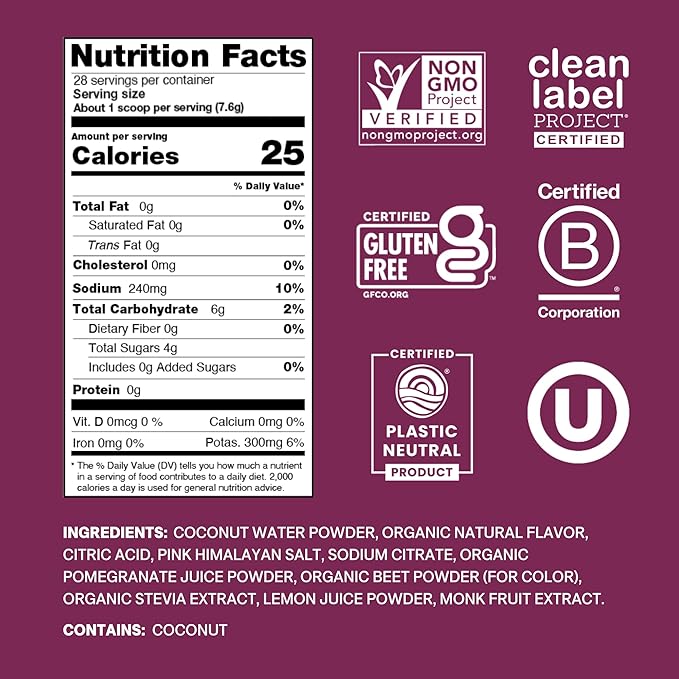 Cure Hydration | Plant-Based Electrolyte Drink Mix | No Added Sugar | Dehydration Relief Powder Made with Coconut Water | Non-GMO | Vegan | 28 Servings Jar - Berry Pomegranate-VivaGrace Women