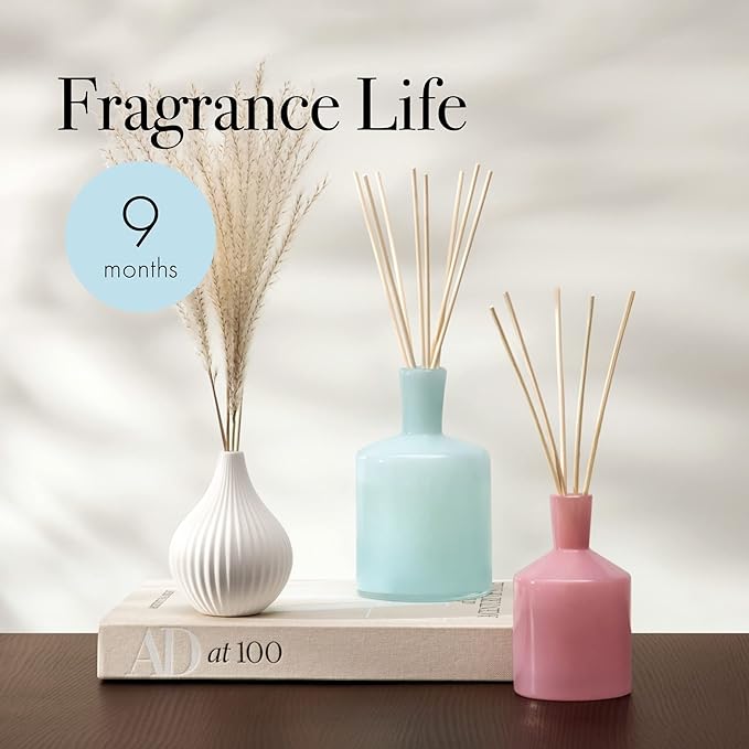 LAFCO New York Signature Reed Diffuser, Marine - 15 oz - Up to 9 Months Fragrance Life - Reusable, Hand Blown Glass Vessel - Natural Wood Reeds - Made in The USA-VivaGrace Women