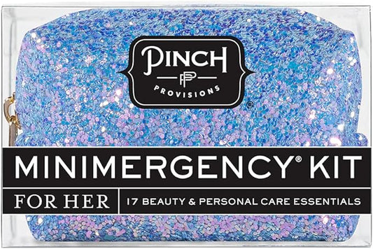 Pinch Provisions Blue Periwinkle Minimergency Kit, includes 17 Travel-Sized Cosmetic Essentials, Convenient for Purses, Emergency Beauty Accessories, Gifts for Holiday’s & Birthday’s-VivaGrace Women
